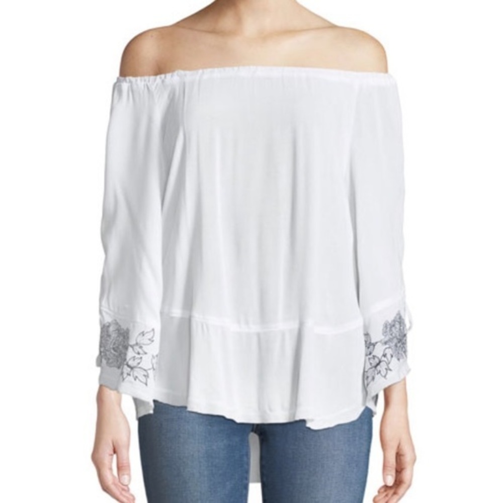 XCVI Off-the-Shoulder Lace-Up Blouse Size Med NWT